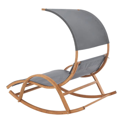 In And OutdoorMatch Ligstoel Anika - Schommelstoel - Houtkleurig en Donkergrijs - Comfortabel - Stijlvol design lounge chair