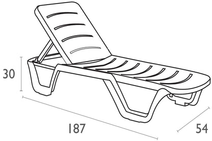 In And OutdoorMatch Ligstoel Corrina - Wit - Set van 4 - Kunststof - Buitenligstoel - Tuinligstoel - Hoge kwaliteit - Minimalistisch Ligstoel - Klassiek design Garden Chair