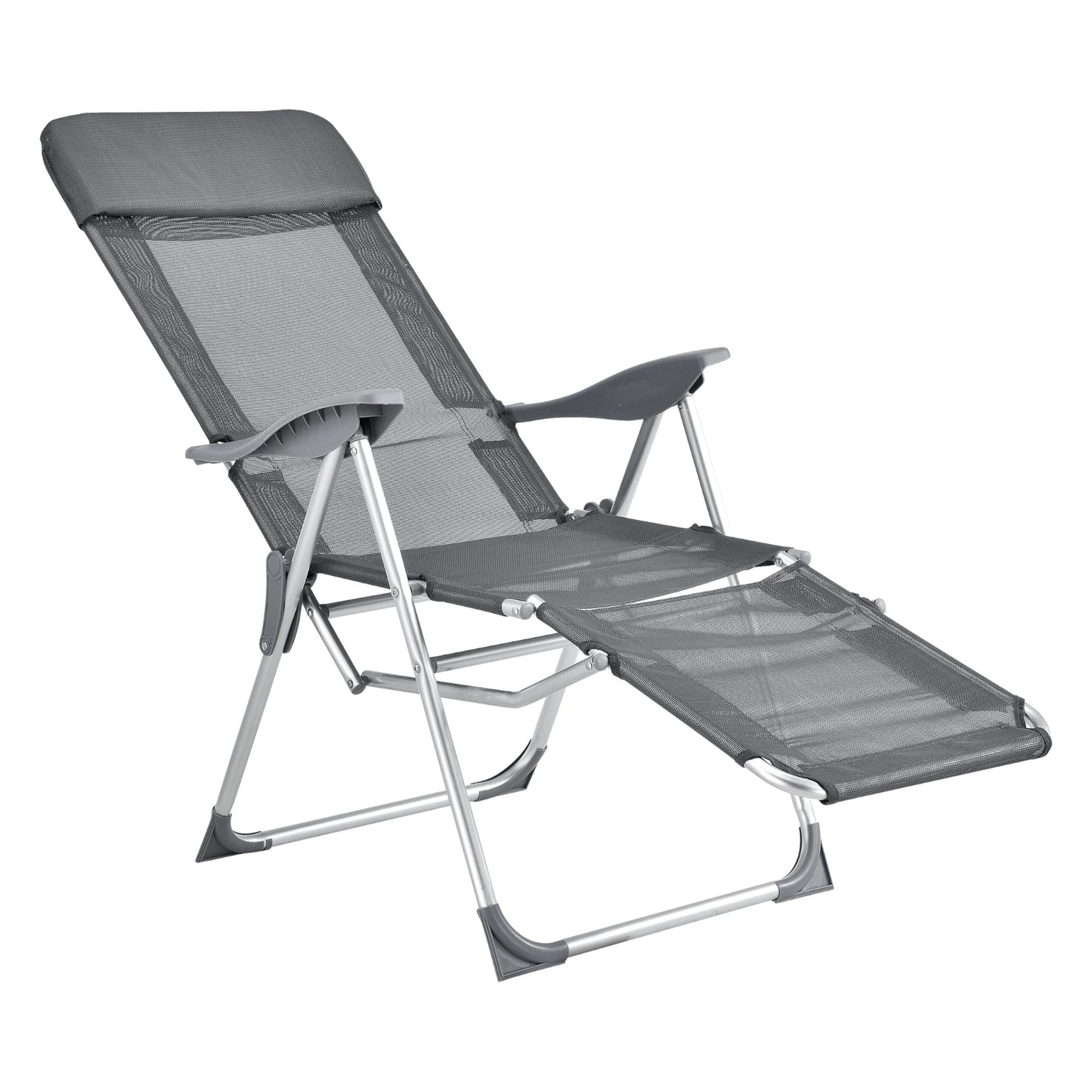 In And OutdoorMatch Ligstoel Desiree - Opvouwbaar - Tot 130 kg - Donkergrijs - Inklapbaar - Comfortabel ligbed Garden Chair