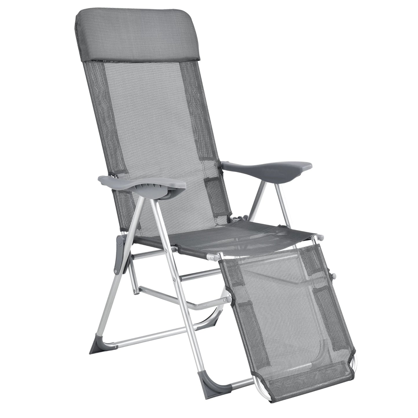 In And OutdoorMatch Ligstoel Desiree - Opvouwbaar - Tot 130 kg - Donkergrijs - Inklapbaar - Comfortabel ligbed Garden Chair