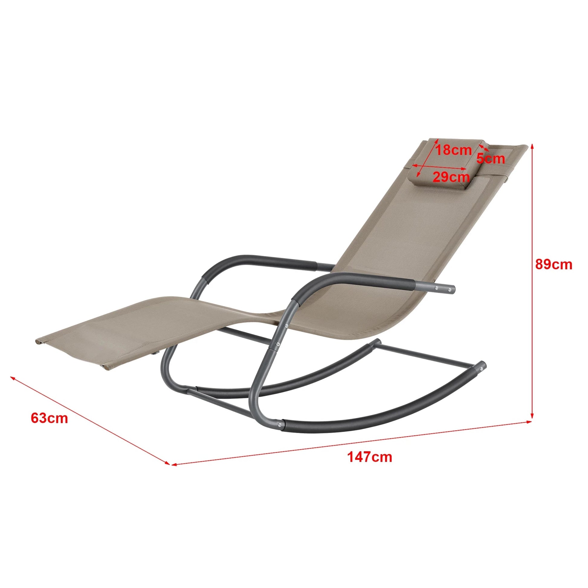 In And OutdoorMatch Ligstoel Emilie - Schommelstoel - 147x63x89 cm - Beige - Set van 2 - Staal en Stof Lounge stoel