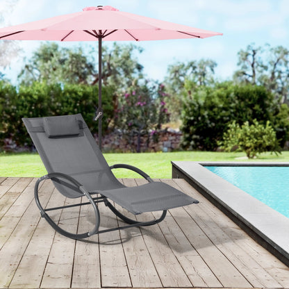 In And OutdoorMatch Ligstoel Gertrude - Zonnebed - Schommelstoel - 153x63x80,5 cm - Donkergrijs - Set van 2 lounge chair