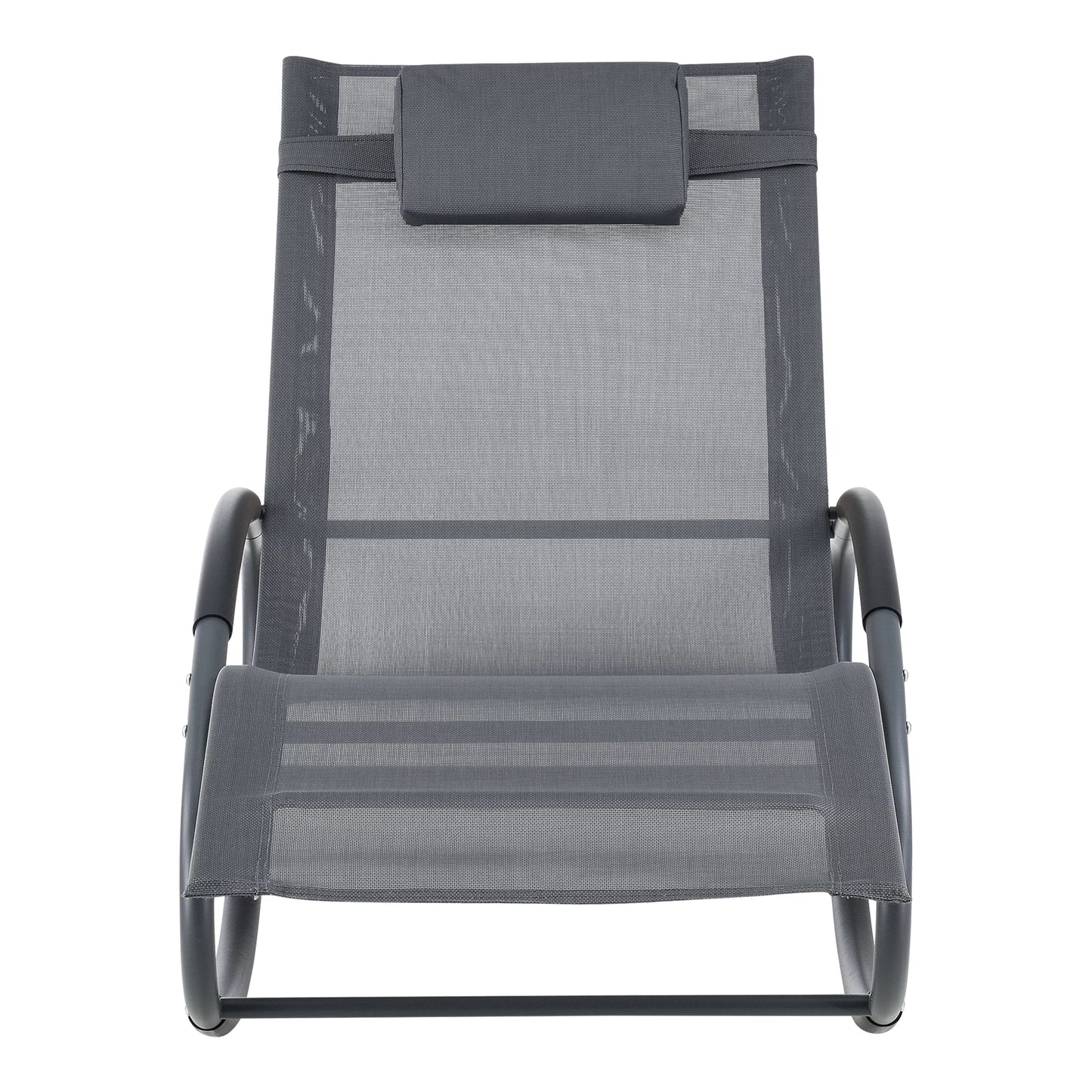 In And OutdoorMatch Ligstoel Gertrude - Zonnebed - Schommelstoel - 153x63x80,5 cm - Donkergrijs - Set van 2 lounge chair