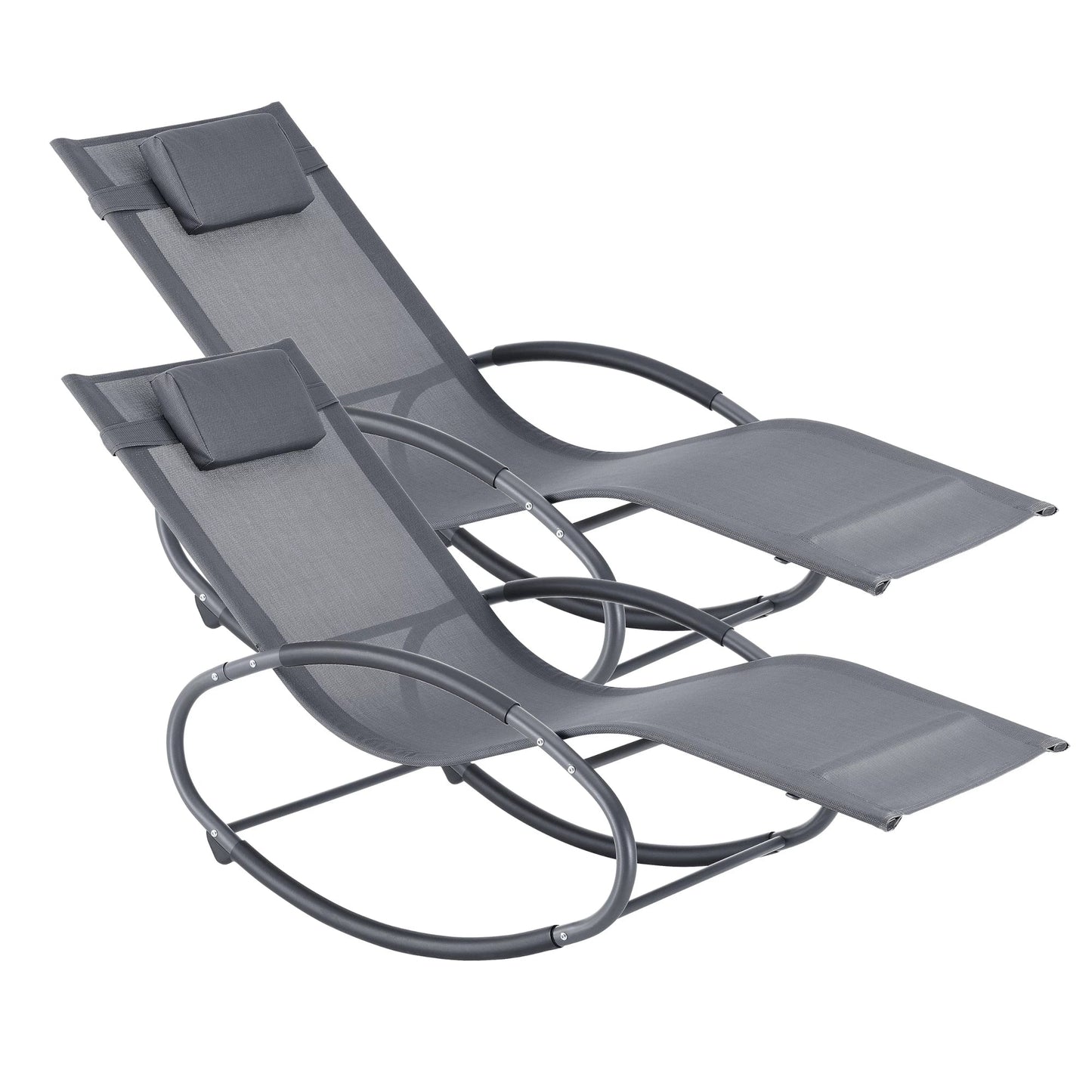 In And OutdoorMatch Ligstoel Gertrude - Zonnebed - Schommelstoel - 153x63x80,5 cm - Donkergrijs - Set van 2 lounge chair