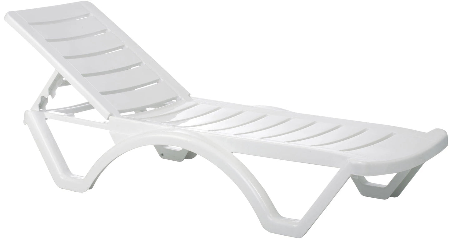 In And OutdoorMatch Ligstoel Marie - Wit - Set van 4 - Kunststof - Buitenligstoel - Tuinligstoel - Hoge kwaliteit - Minimalistisch Ligstoel - Klassiek design Garden Chair