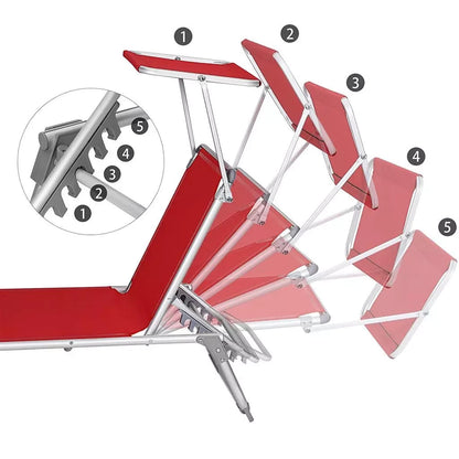 In And OutdoorMatch Ligstoel Maritza - Zonnebed - Met zonnescherm - Ligbed tuin - Loungebank - 193x55x48cm Lounge stoel