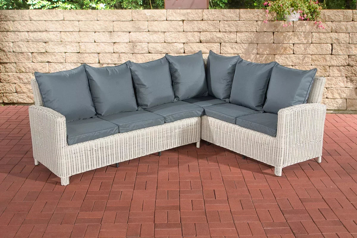 In And OutdoorMatch Loungebank Josie - Voor buiten - Tuinmeubelen - Rieten - Loungeset - Bank tuin of balkon - Wit/grijs - 6 personen Garden set