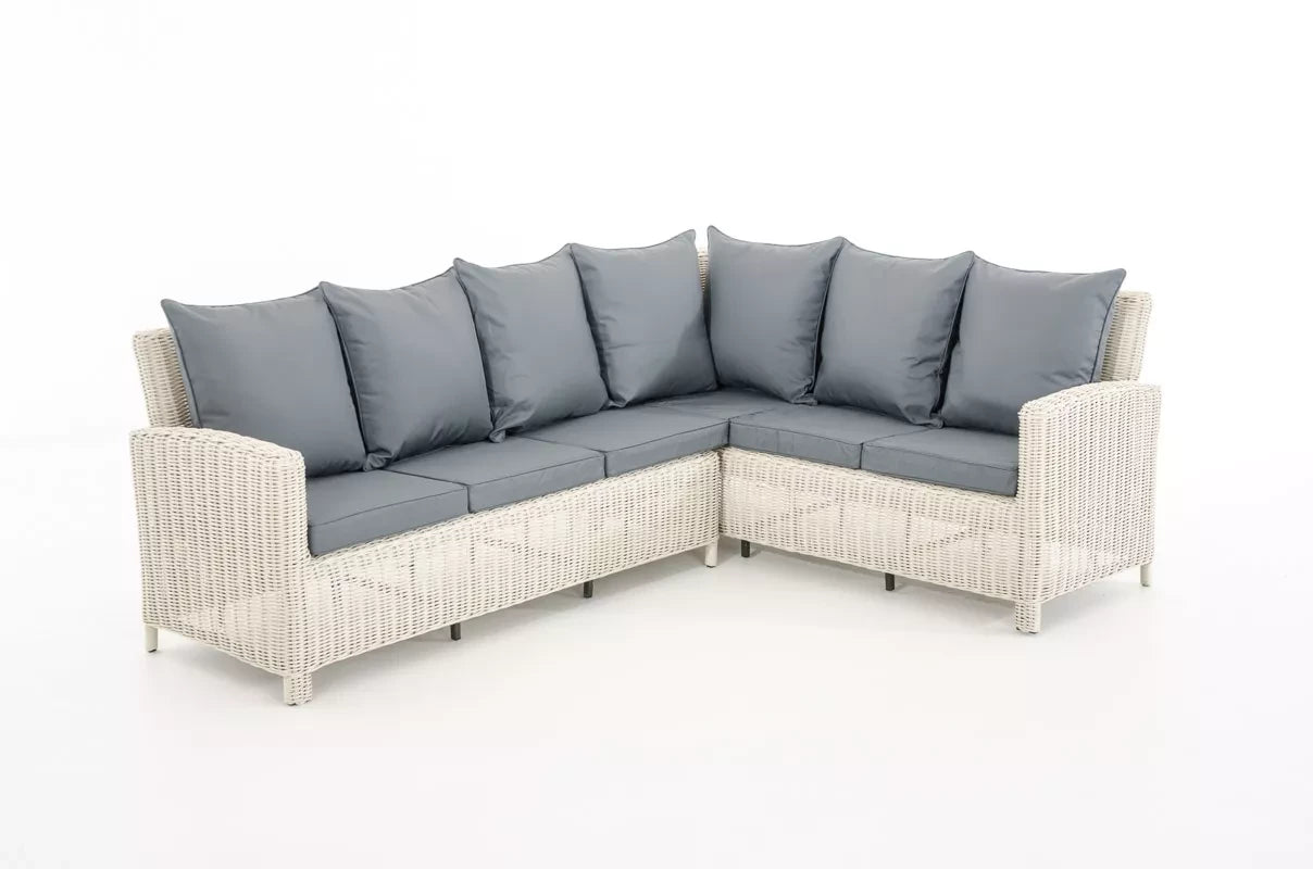 In And OutdoorMatch Loungebank Josie - Voor buiten - Tuinmeubelen - Rieten - Loungeset - Bank tuin of balkon - Wit/grijs - 6 personen Garden set