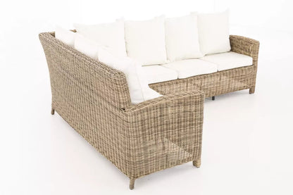 In And OutdoorMatch Loungebank Salma - Wit/grijs - Voor buiten - Tuinmeubelen - Wicker - Loungeset - Bank tuin of balkon - 5 personen Garden Bench