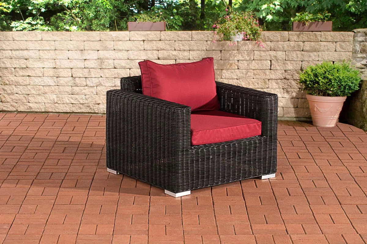 In And OutdoorMatch Loungestoel Krystal - Voor buiten - Tuinmeubelen - Wicker - Loungeset - Bank tuin of balkon - Rood Garden Chair