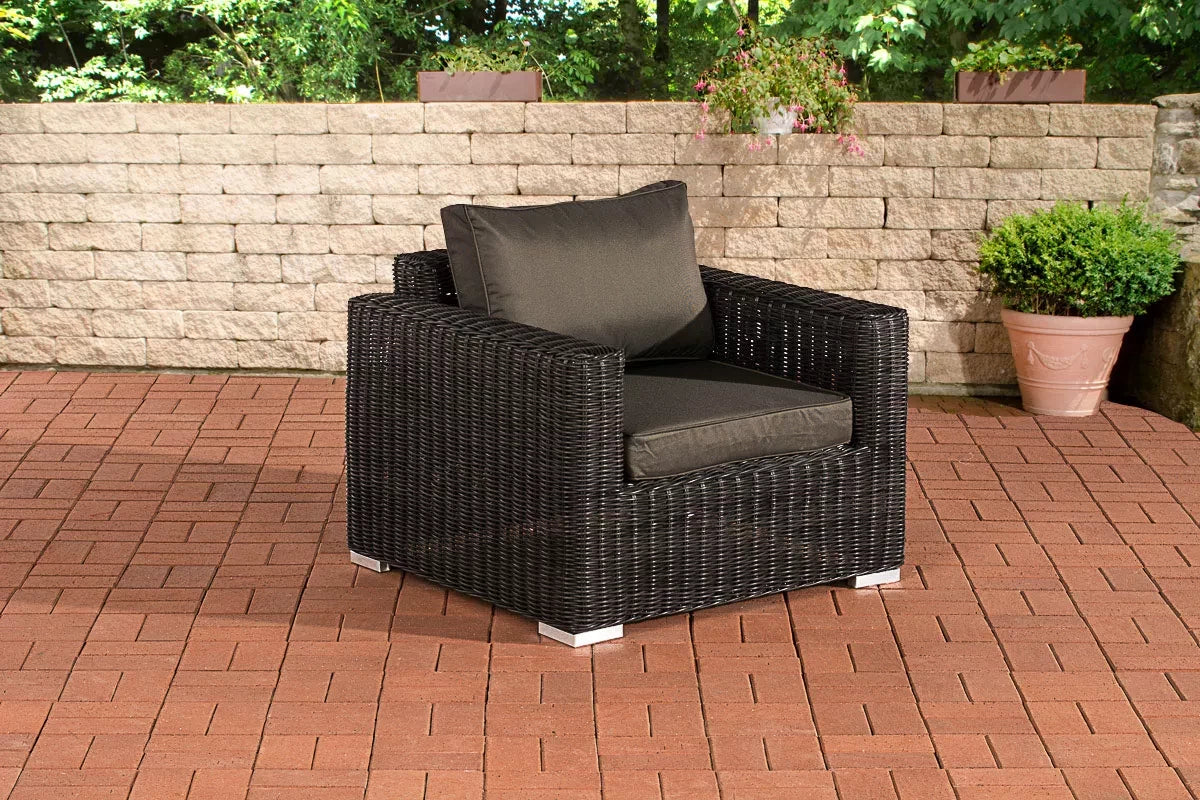 In And OutdoorMatch Loungestoel Sincere - Voor buiten - Tuinmeubelen - Wicker - Loungeset - Bank tuin of balkon - Antraciet Garden Chair