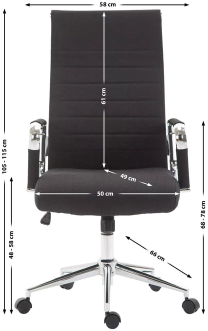 In And OutdoorMatch Luxe Bureaustoel Iris Kian - Stof - Zwart - Op wielen - Ergonomische bureaustoel - Voor volwassenen - In hoogte verstelbaar Bureaustoel