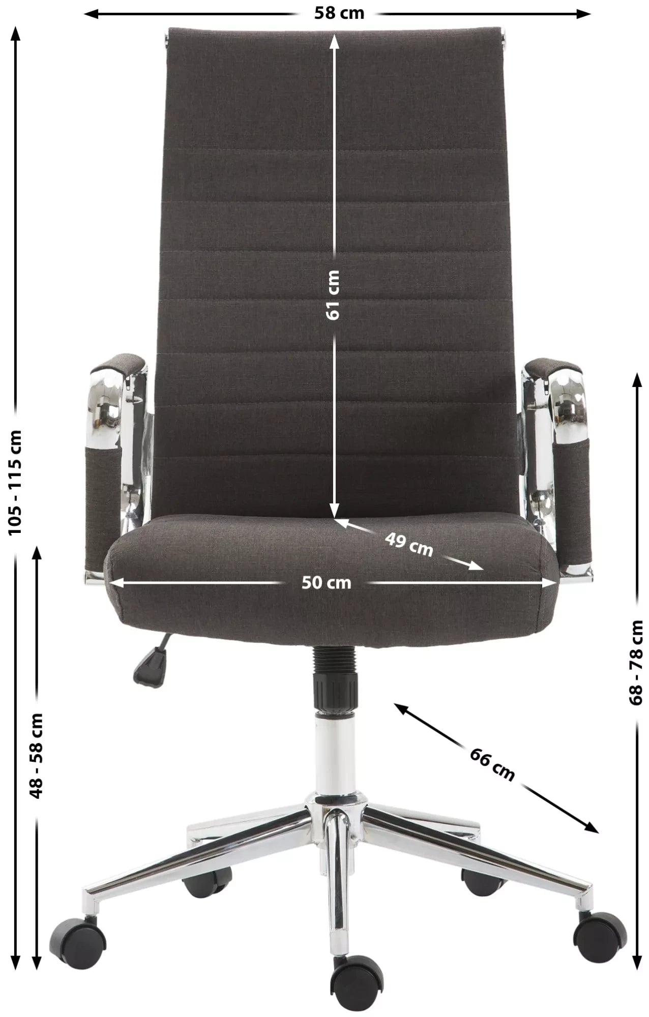 In And OutdoorMatch Luxe Bureaustoel Maristella Lyda - Stof - Grijs - Op wielen - Ergonomische bureaustoel - Voor volwassenen - In hoogte verstelbaar Bureaustoel