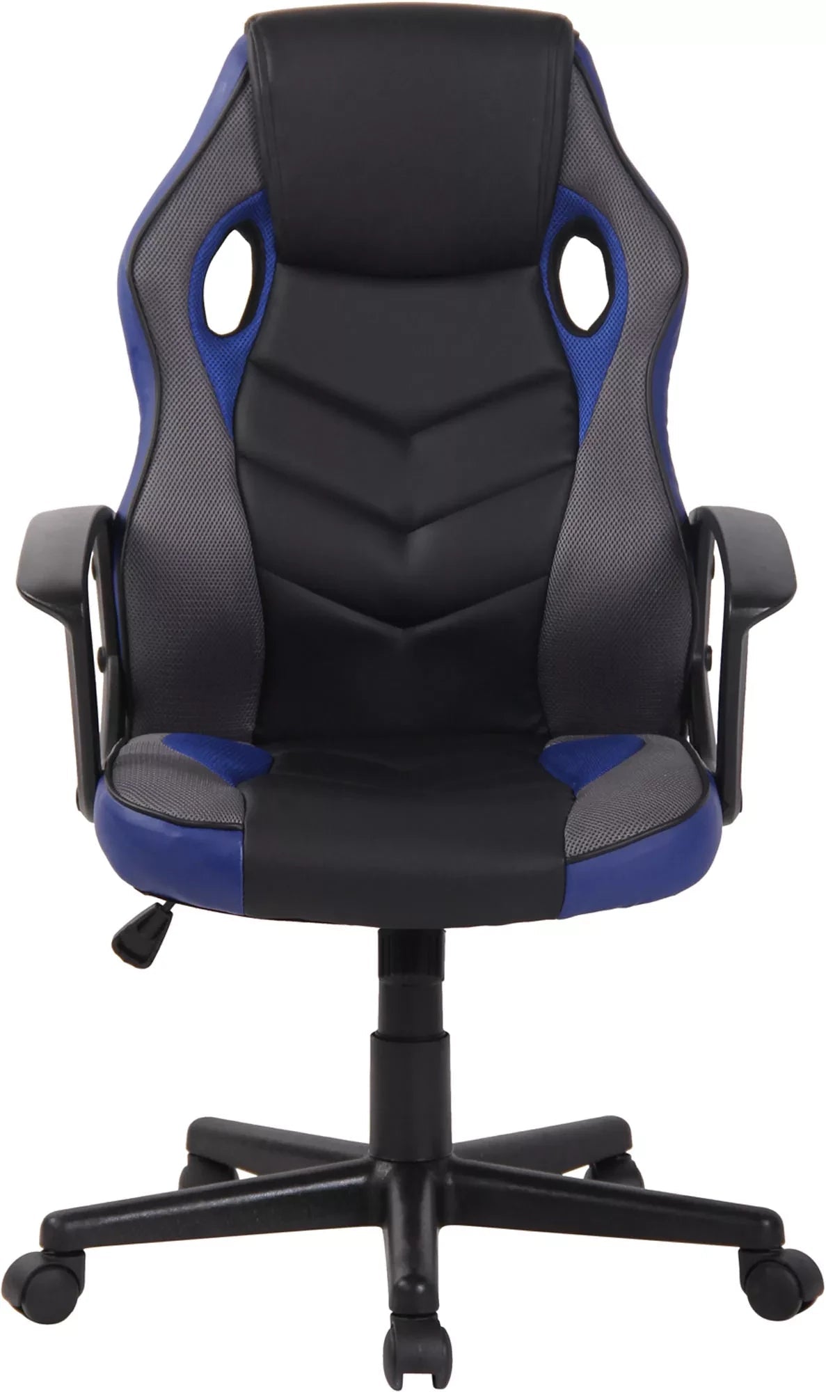 In And OutdoorMatch Luxe Gaming stoel Anais - Zwart/Blauw kunstleer - Met Rugleuning en Armleuning - In hoogte verstelbaar - Ergonomisch Bureaustoel