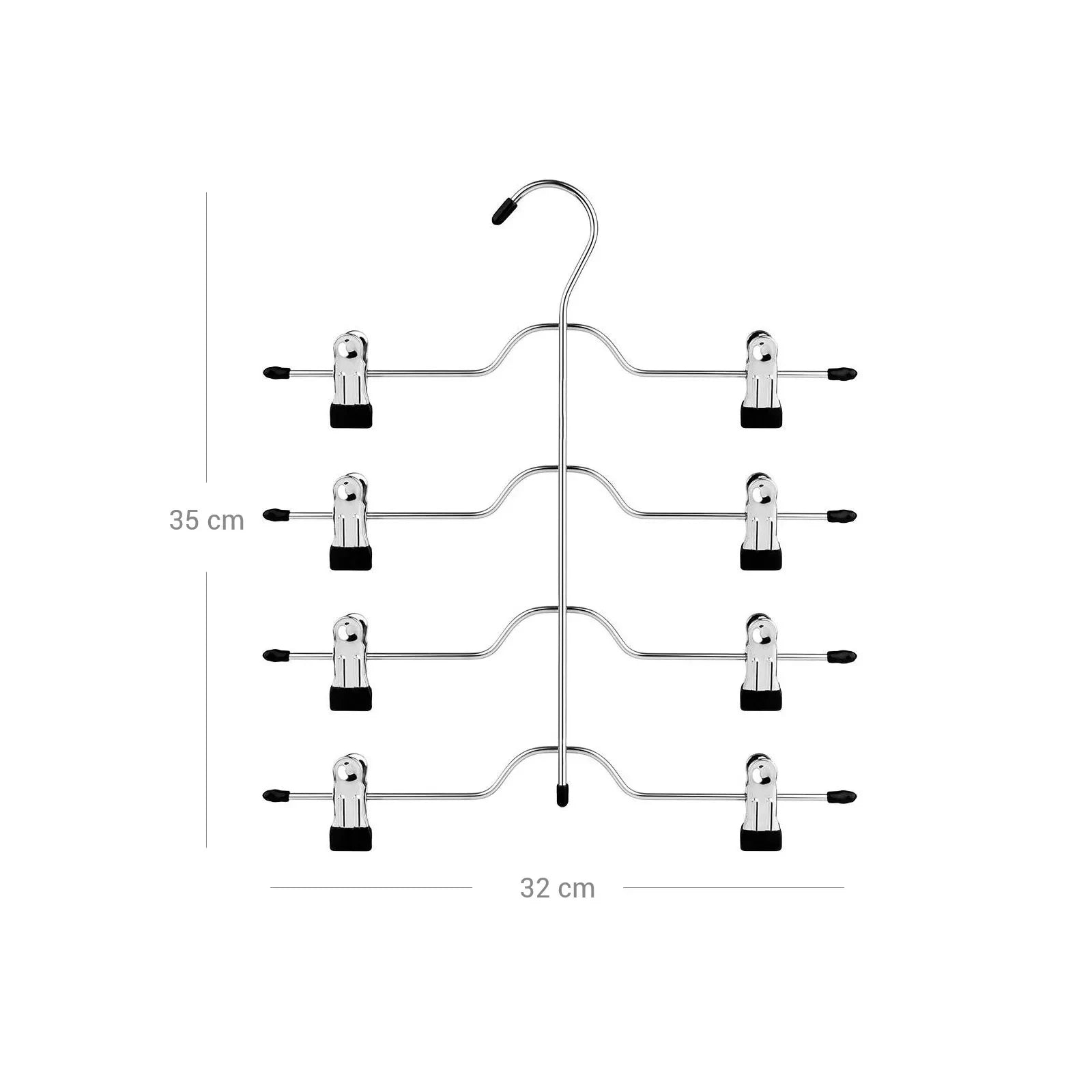 In And OutdoorMatch Luxe Kledinghangers Beryl - Broekhangers - Zilver - Stevige kledinghanger - set van 3 meervoudige metalen hangers - voor 4 broeken - met 8 verstelbare clips kledinghanger