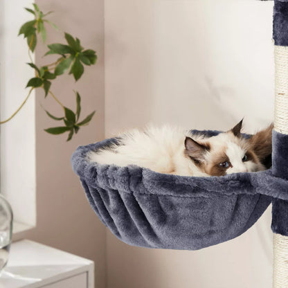 In And OutdoorMatch Luxe Krabpaal Elena - 206cm - Voor Katten - Zwart - Zachte Kattenmand - Hangmat - Kattenspeelgoed - Geschikt voor kleine en grote kittens Krabpaal