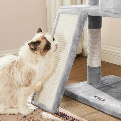 In And OutdoorMatch Luxe Krabpaal Idella - 50x35x115cm - Voor Katten - Lichtgrijs - Zachte Kattenmand - Hangmat - Kattenspeelgoed - Geschikt voor kleine en grote kittens Krabpaal