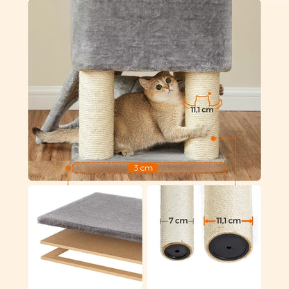 In And OutdoorMatch Luxe Krabpaal Mathilde - Voor Katten - 141cm - Grijs - Zachte Kattenmand Hangmat - Kattenspeelgoed - Ook geschikt voor kleine kittens Krabpaal