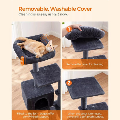 In And OutdoorMatch Luxe Krabpaal Santina - Voor Katten - 135cm - Zwart - Zachte Kattenmand Hangmat - Kattenspeelgoed - Geschikt voor kleine kittens Krabpaal