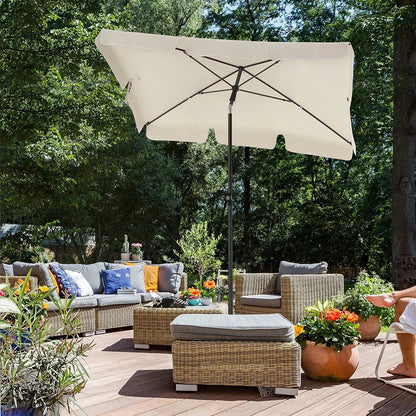 In And OutdoorMatch Luxe Paraplu Sheila - Langwerpig - Kantelbaar - Staand - Beige - Terras of tuin - 180x125cm Parasol