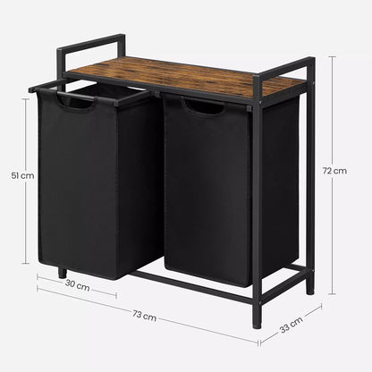 In And OutdoorMatch Luxe Wasmand Simeon - 2x46L - Zwart - Met handvatten - Rechthoek - Wasbox - Wassorteerder Wasmand