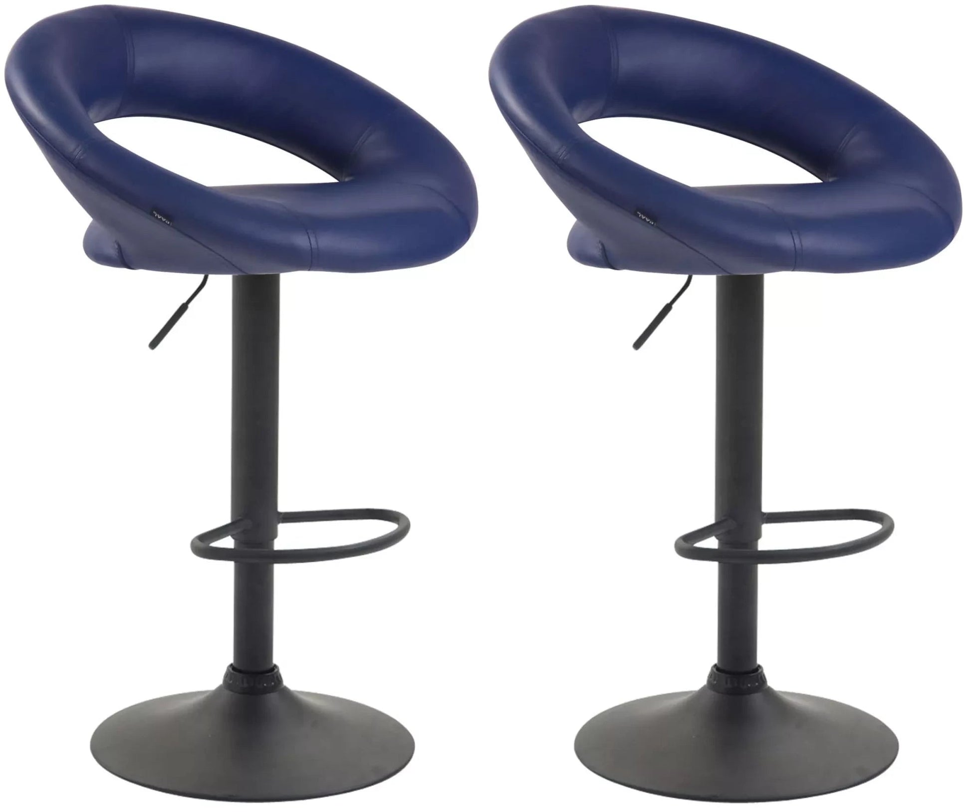 In And OutdoorMatch Luxe barkruk Bruce - Blauw zwart - Set van 2 - Zithoogte 60-81 cm - In hoogte verstelbaar - Voor keuken en bar - Met rugleuning - Ergonomisch - Barstoelen leer Barkrukken / hocker