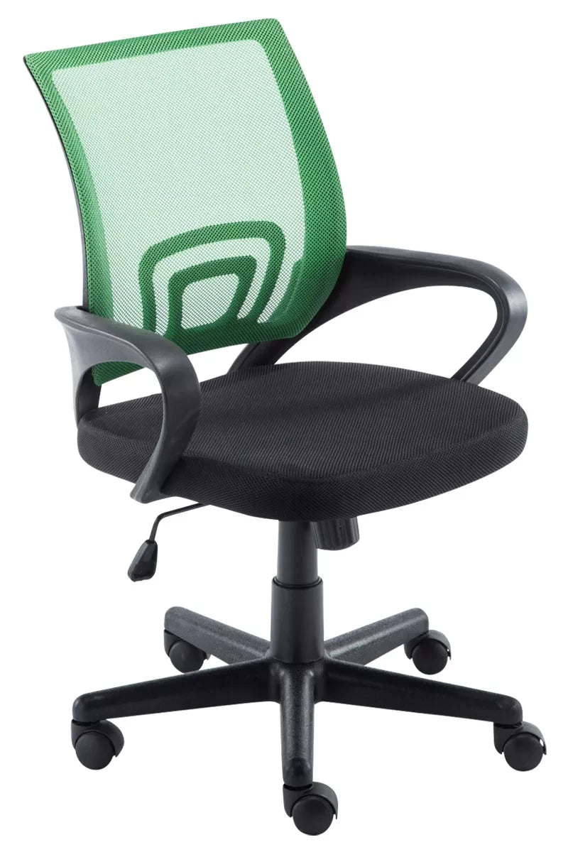 In And OutdoorMatch Luxe bureaustoel Hubert - Zwart/Groen - Op wielen - 100% polyester - Ergonomische bureaustoel - In hoogte verstelbaar - Voor volwassenen Bureaustoel