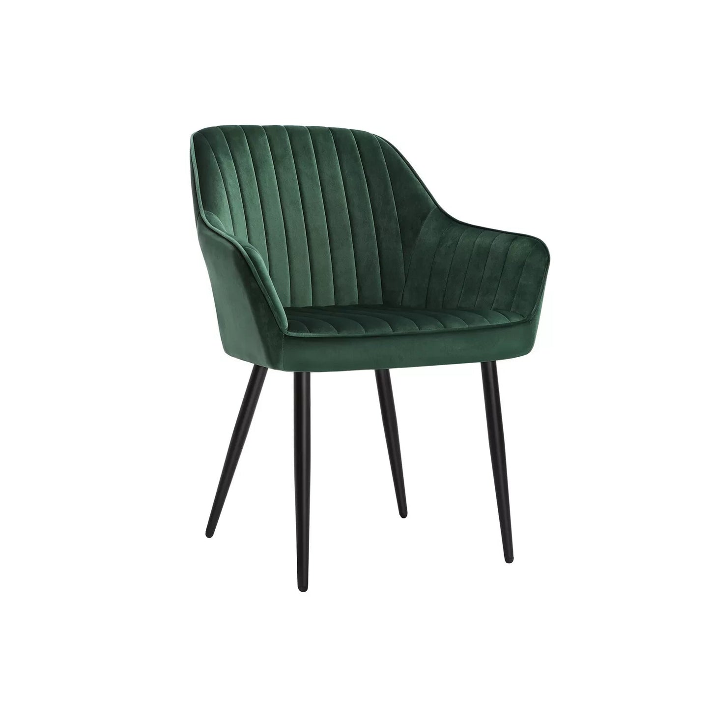 In And OutdoorMatch Luxe eetkamerstoel Uriel - Groen - Met armleuning en rugleuning - Set van 1 - Woonkamerstoelen - Keukenstoelen - Fluweel Eetkamerstoel