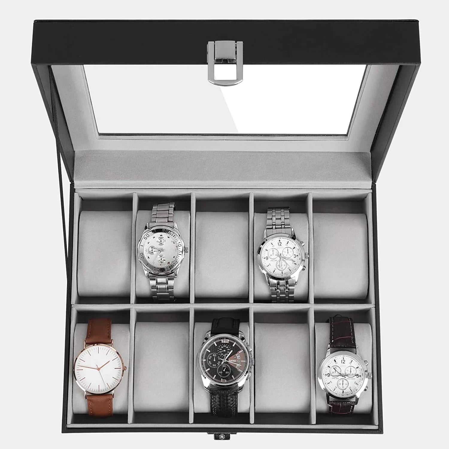 In And OutdoorMatch Luxe horlogedoos Isjen - Horlogedoos Opbergdoos - Sieradendoos - Heren - 10 stuks - 25x20x8cm Horloge doos