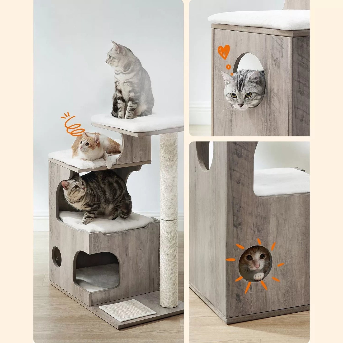 In And OutdoorMatch Luxe krabpaal Darion - voor katten - Hout - zachte kattenmand - kattenspeelgoed - geschikt voor kleine kittens Krabpaal