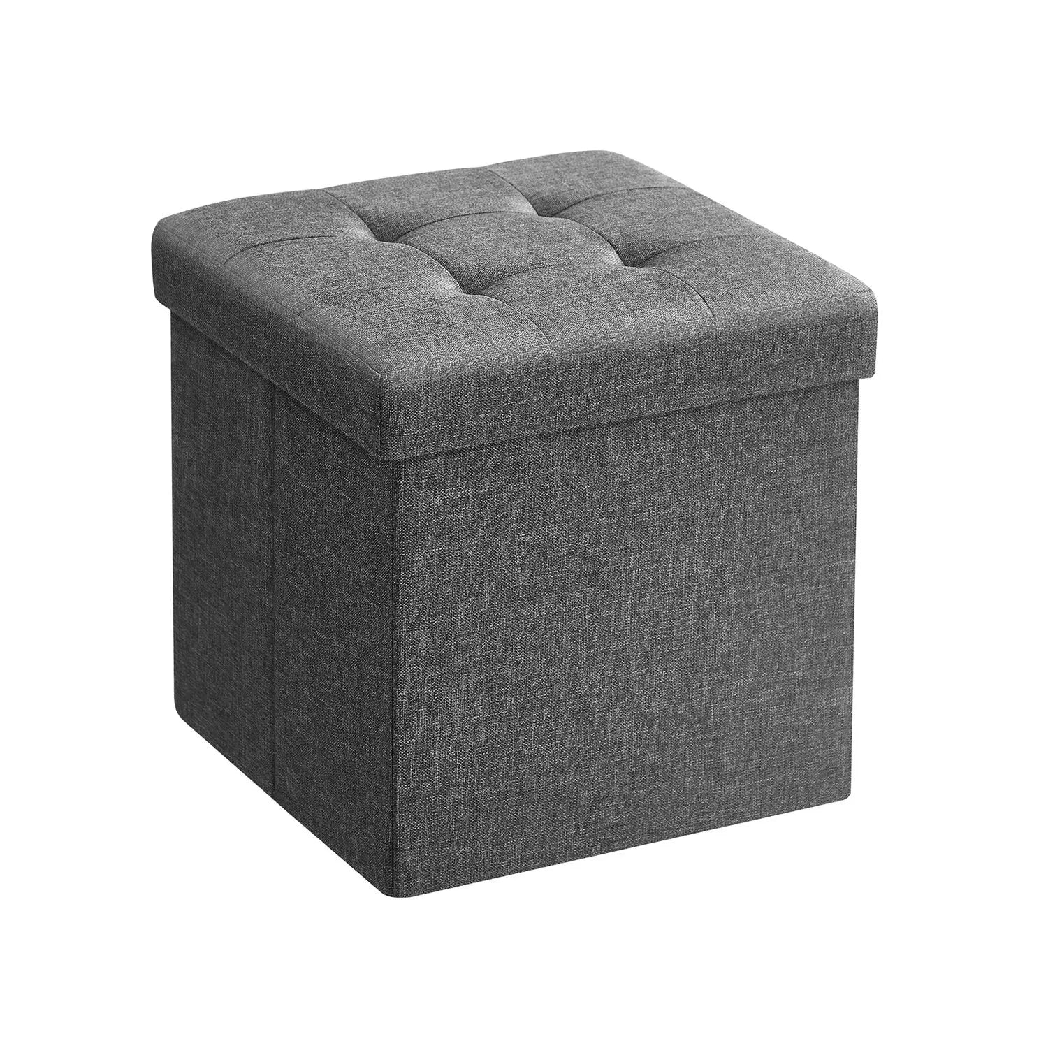 In And OutdoorMatch Luxe poef Gino - Met opbergruimte - Poef - Opbergbox hocker - Zitkist met deksel - Grijs - 30x30x30cm stool