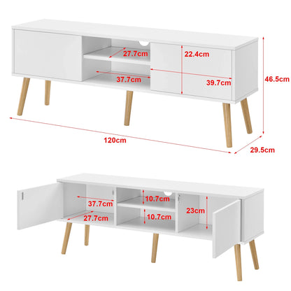 In And OutdoorMatch Matilda-meubel Miguel - 120x29,5x46,5 cm - Wit - Spaanplaat en Hout - Stijlvol design TV cabinet