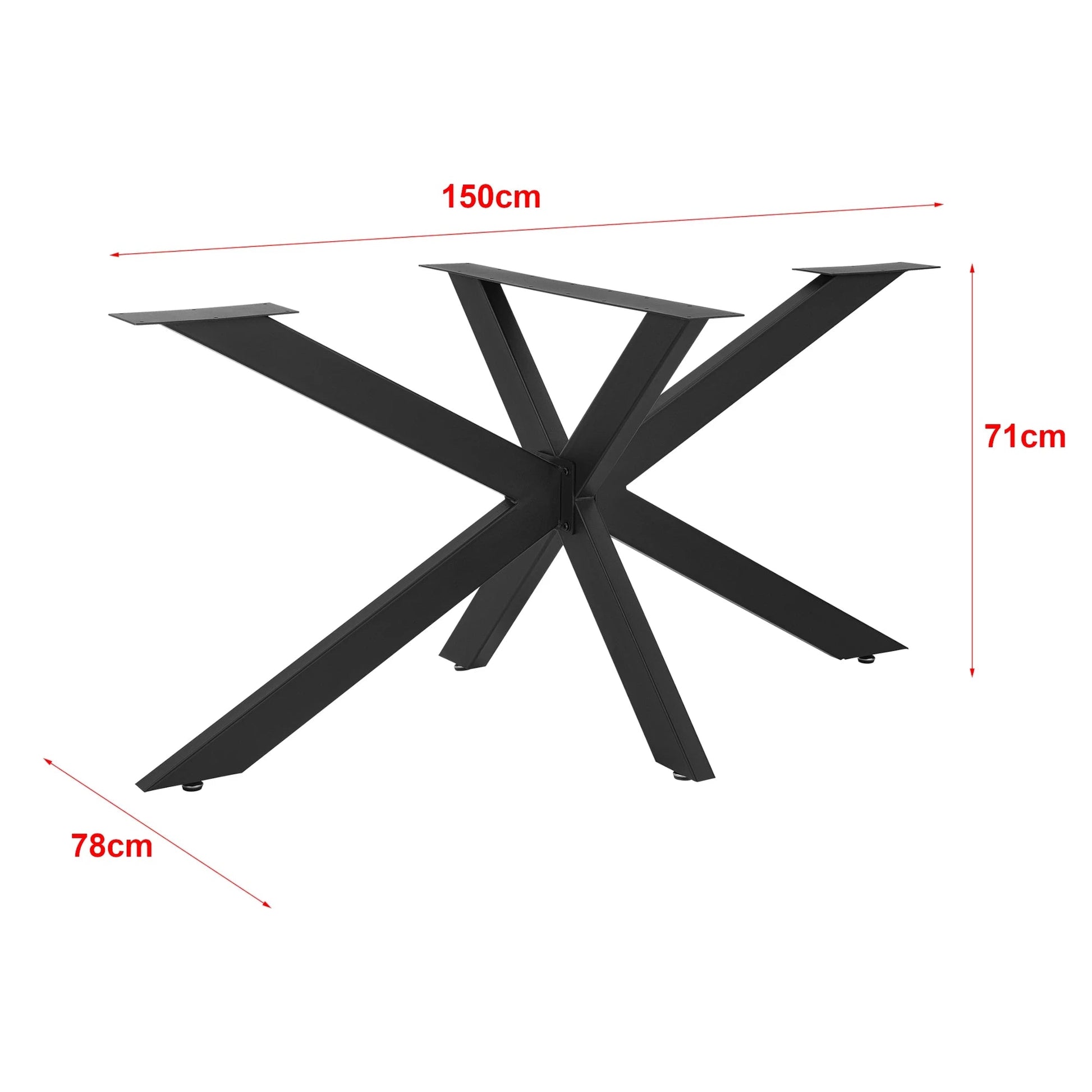 In And OutdoorMatch Matrix Poot Yono - Tafelpoot - 150x78x71 cm - Mat Zwart - Staal Gepoedercoat en IJzer table legs