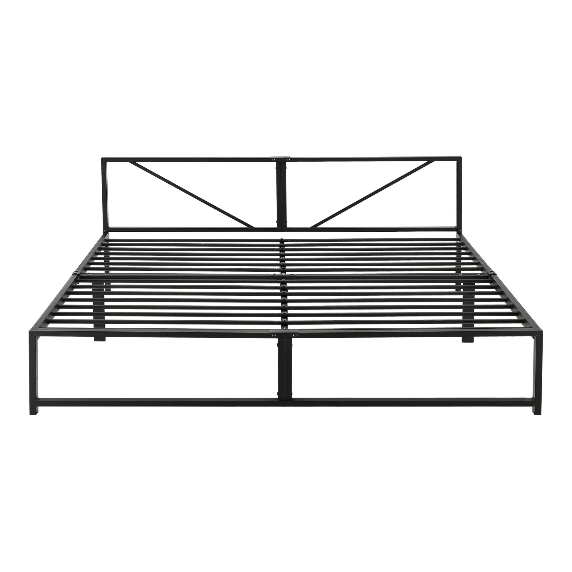 In And OutdoorMatch Metalen Bed Ernesto - Bedframe - Met Matras - Zwart - 180x200 cm - Minimalistisch Design bed twee personen