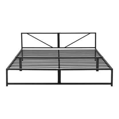 In And OutdoorMatch Metalen Bed Ernesto - Bedframe - Met Matras - Zwart - 180x200 cm - Minimalistisch Design bed twee personen