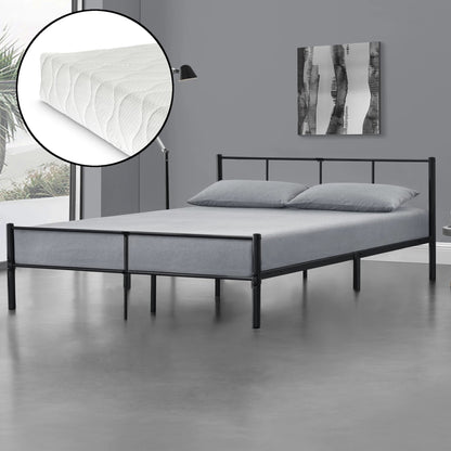 In And OutdoorMatch Metalen Bed Kylie - Met Bedbodem - Met Matras - Zwart - 180x200 cm - Modern Design bed twee personen