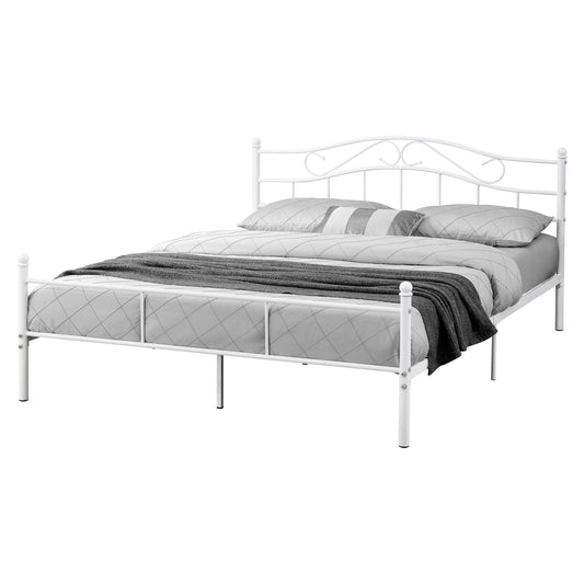 In And OutdoorMatch Metalen Bed Madeline - Twijfelaar - incl. Bedbodem - 140x200 - Wit - Modern design Bedframe