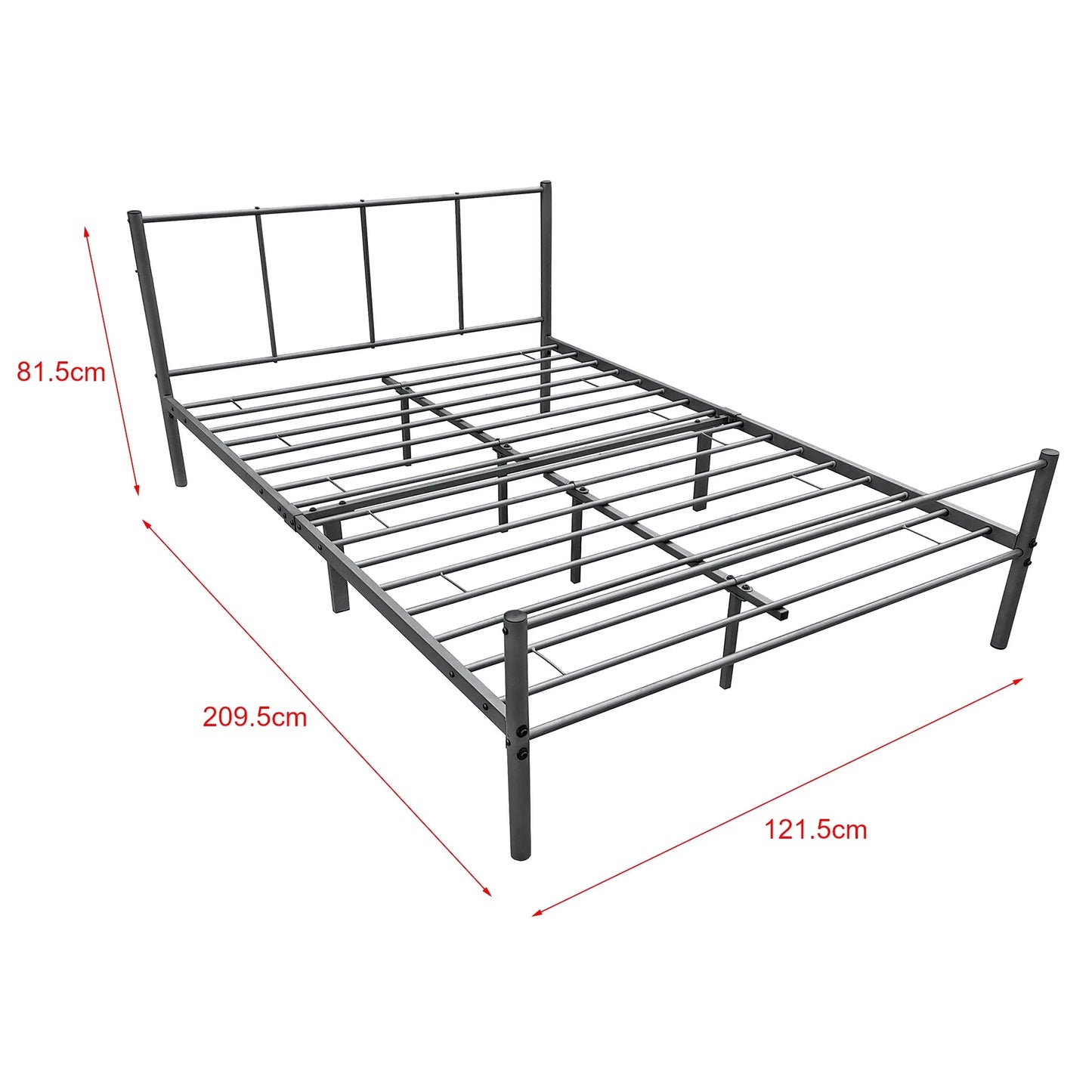 In And OutdoorMatch Metalen Bedframe Jenny - incl. Bedbodem - 120x200 cm - Donkergrijs - Stalen frame gepoedercoat - Eén persoon slapen