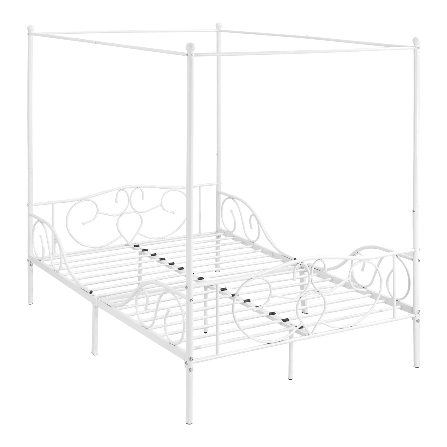 In And OutdoorMatch Metalen Hemelbed Alfonso - Met Bedbodem - 140x200 cm - Wit - Stabiel Frame - Minimalistisch Design bed twee personen