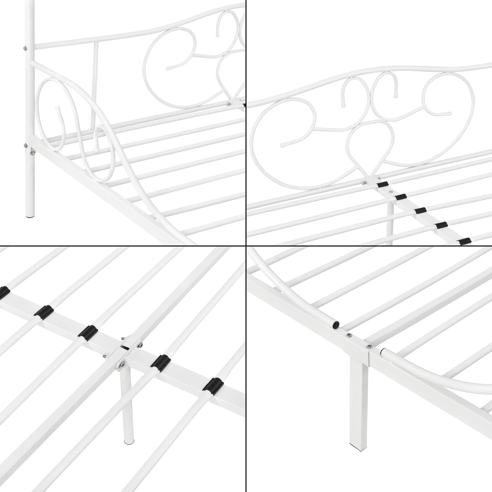 In And OutdoorMatch Metalen Hemelbed Bailee - Met Bedbodem - 180x200 cm - Wit - Stabiel Frame - Minimalistisch Design bed twee personen