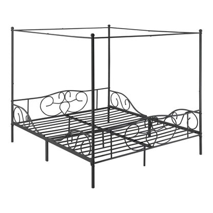 In And OutdoorMatch Metalen Hemelbed Ima - Met Bedbodem - 180x200 cm - Zwart - Stabiel Frame - Minimalistisch Design bed twee personen