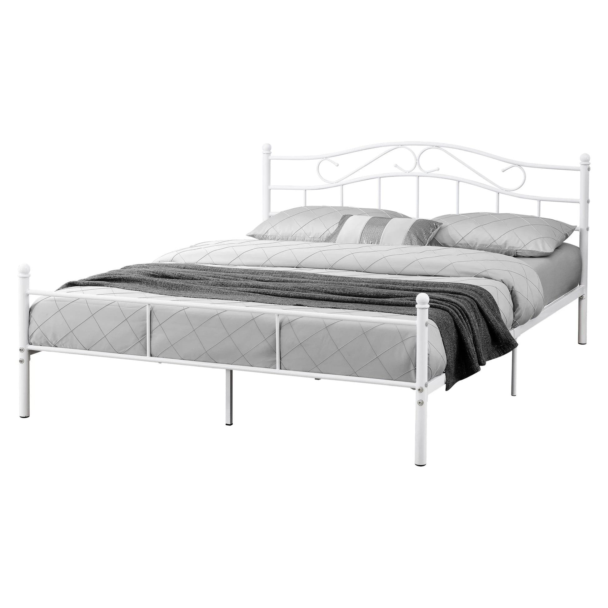 In And OutdoorMatch Metalen bed Cindy - incl. Bedbodem - 180x200 - Wit - Modern design Bedframe