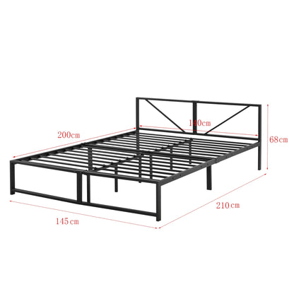 In And OutdoorMatch Metalen bed Dayna - Bedframe - Met bedbodem - Zwart - 140x200 - Staal - Modern design Bedframe