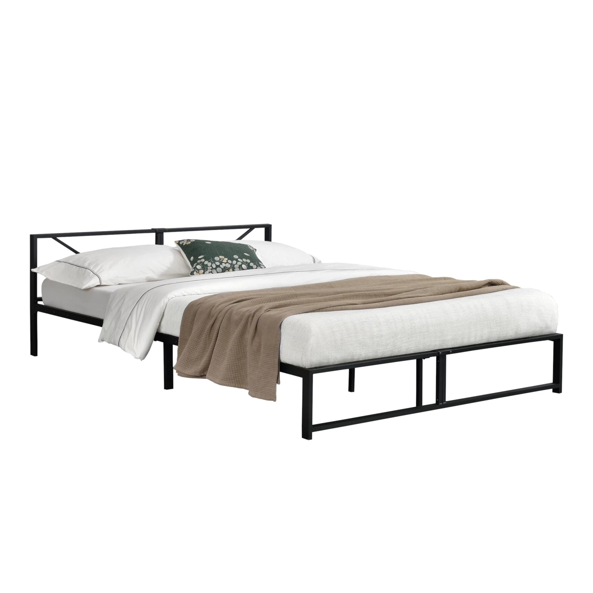 In And OutdoorMatch Metalen bed Mathias - Bedframe - Met bedbodem - Zwart - 180x200 - Staal - Modern design Bedframe