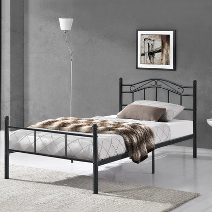 In And OutdoorMatch Metalen bedframe Berry - incl. Bedbodem - 90x200 cm - Zwart - Staal - Stijlvol design Bedframe