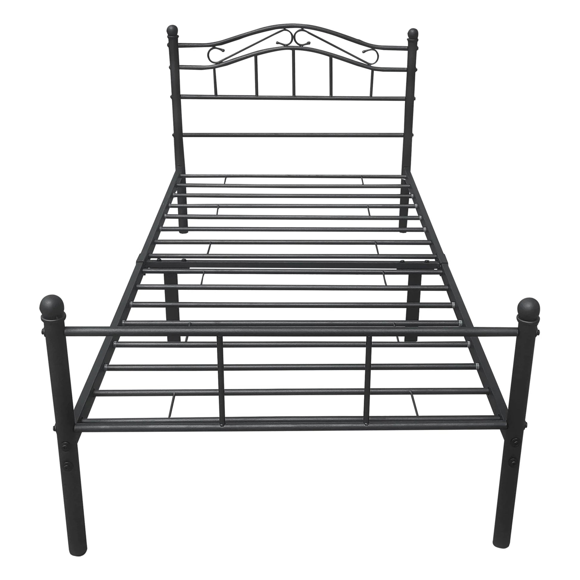 In And OutdoorMatch Metalen bedframe Berry - incl. Bedbodem - 90x200 cm - Zwart - Staal - Stijlvol design Bedframe