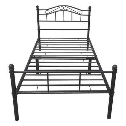 In And OutdoorMatch Metalen bedframe Berry - incl. Bedbodem - 90x200 cm - Zwart - Staal - Stijlvol design Bedframe