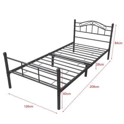 In And OutdoorMatch Metalen bedframe Cheyanne - incl. bedframe Bedbodem - 120x200 cm - Zwart - Staal - Stijlvol design Bedframe