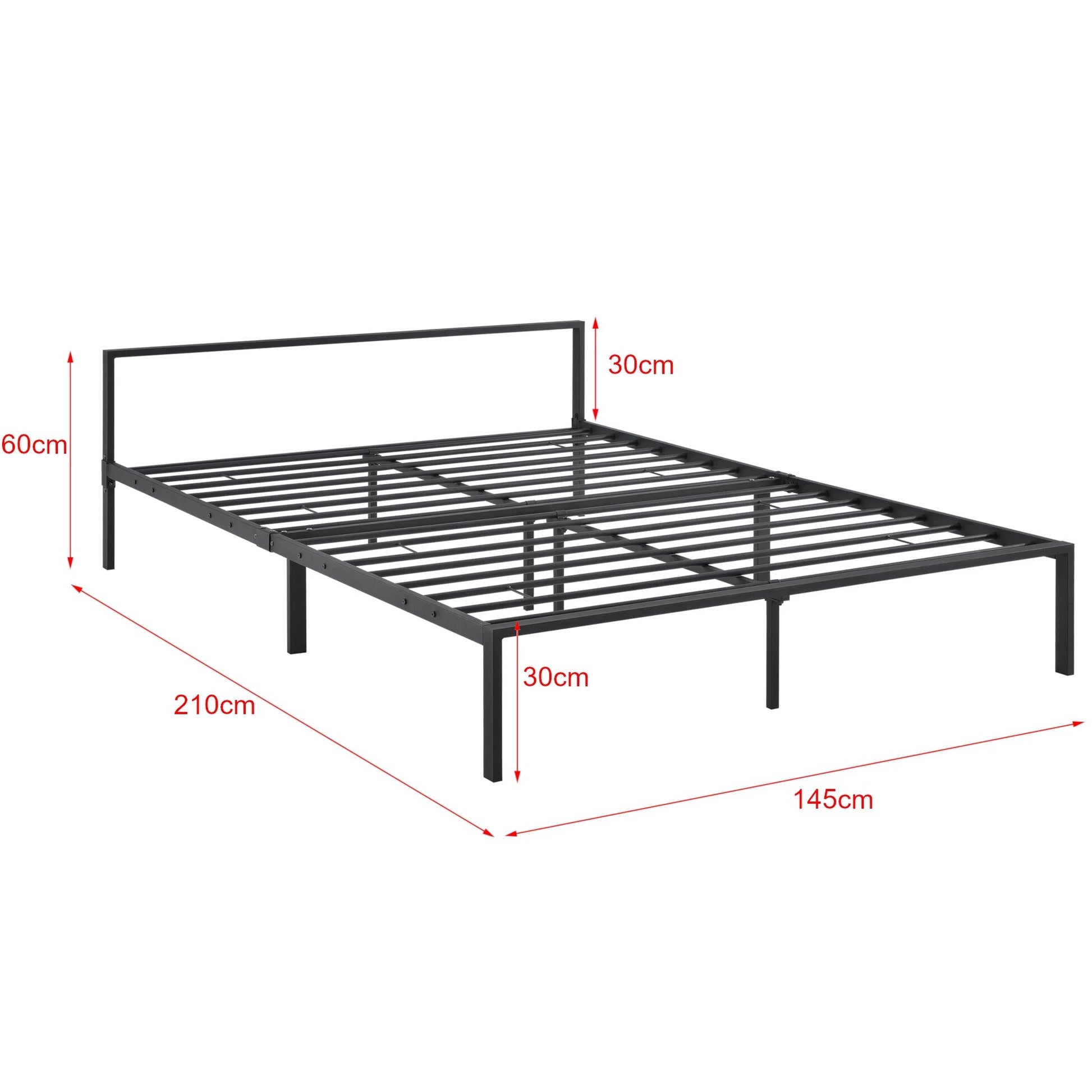 In And OutdoorMatch Metalen bedframe Hilario - Zwart - Met matras - 140x200 cm - Staal en koudschuim - Modern design Eén persoon slapen