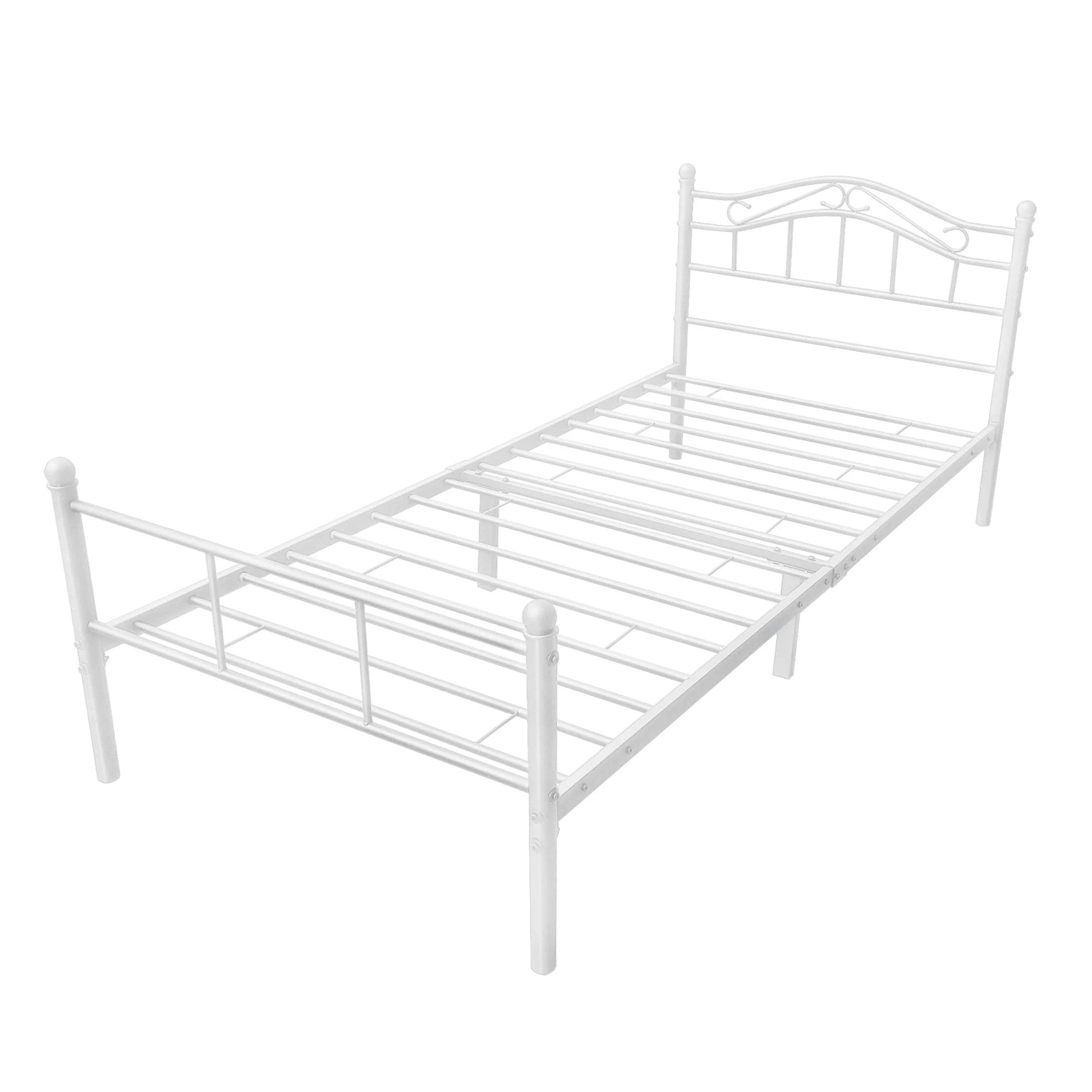 In And OutdoorMatch Metalen bedframe Justina - incl. bedframe Bedbodem - 90x200 cm - Wit - Staal - Stijlvol design Bedframe